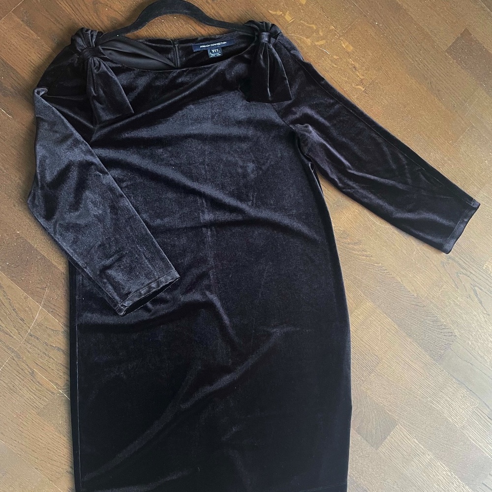 French Connection Bow Velvet Shift Dress